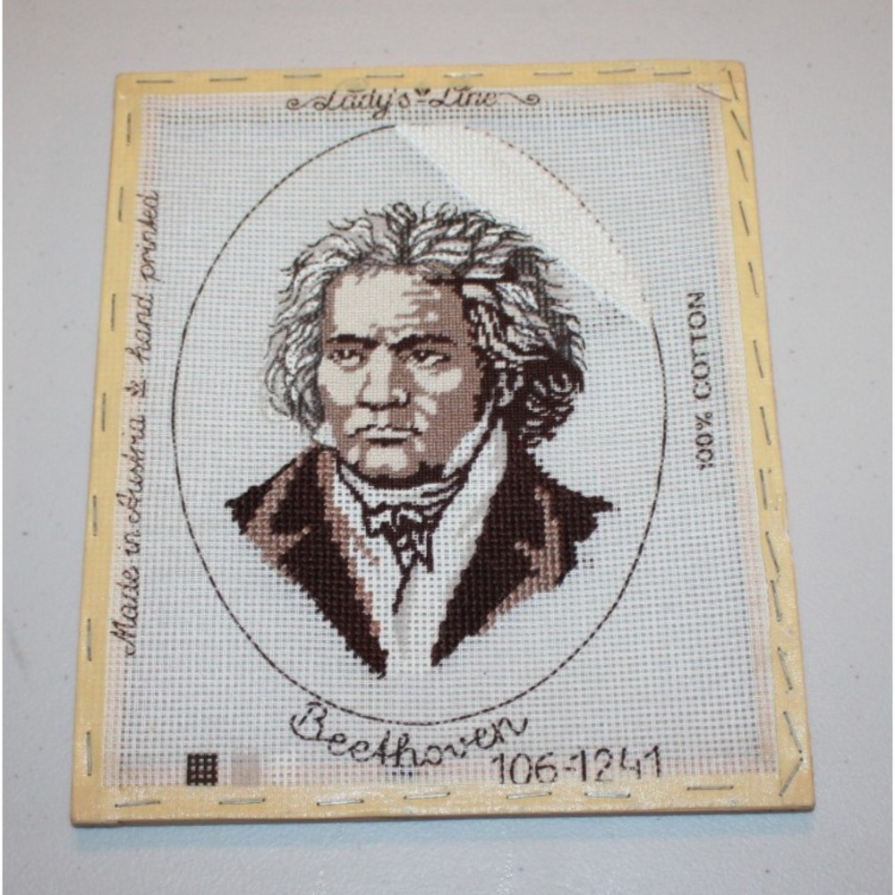 partially completed Beethoven Portrait needlepoint picture Lady's Line #106-1241